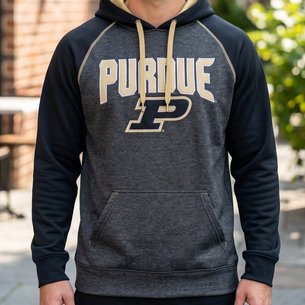 J. America Purdue Boilermakers Hoodie Performance Sweatshirt Black‎ Gold Mens S